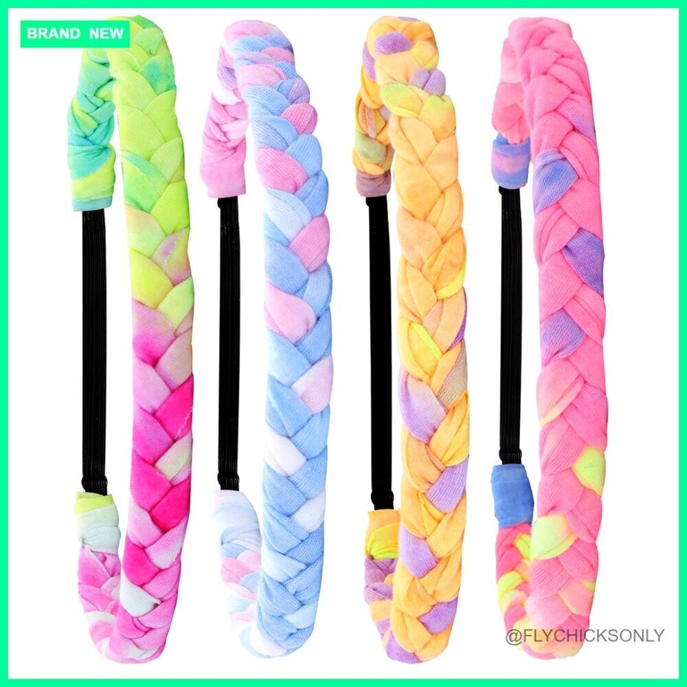 Adjustable Braided Headbands, Stretch Fabric, 17-20 Inch Fit, Yoga Sports